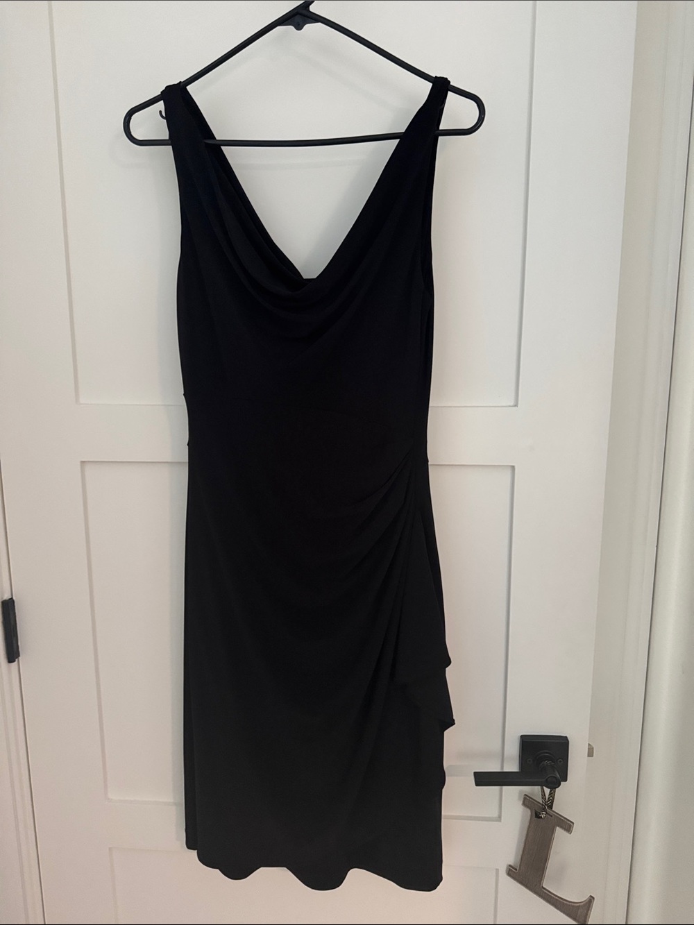 White House Black Market Black Cowl Neck Midi Dress